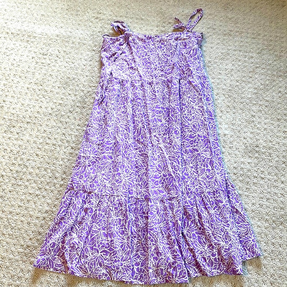 Gap midi length purple floral sleeveless dress